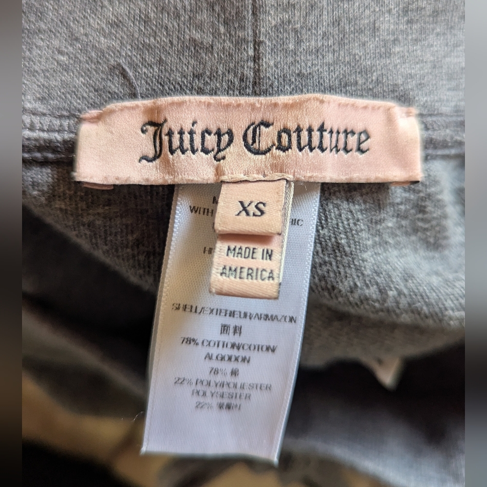 Juicy Couture Logo XS Grey Sweatpants Pants Lounge wear Velour - Picture 2 of 5
